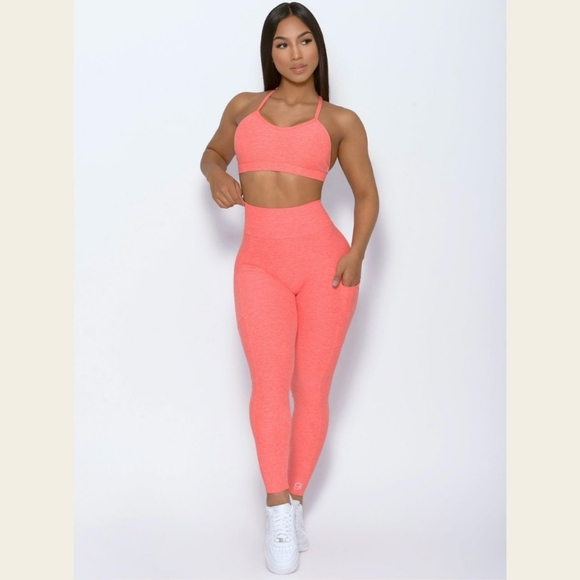 Bombshell Sportswear Pants - Bombshell Curves Leggings Scrunch Bum Pockets Coral 🍑